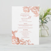 Elegant modern Roos Gold Floral Wedding Programmakaart (Staand voorkant)