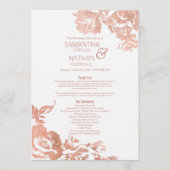 Elegant modern Roos Gold Floral Wedding Programmakaart (Voorkant)