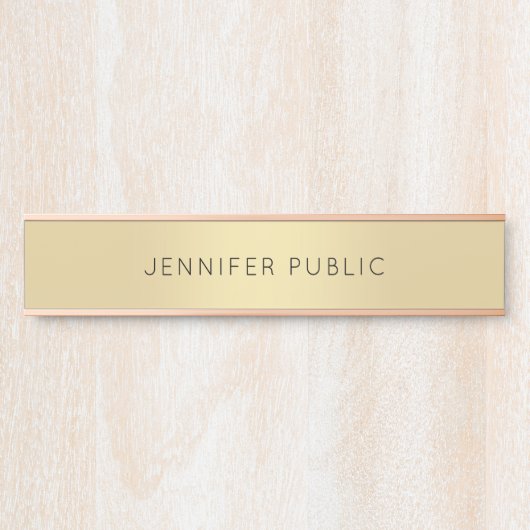 Elegant modern Roos Gold Glamoureuze minimalist Deurbordje (Voorkant)