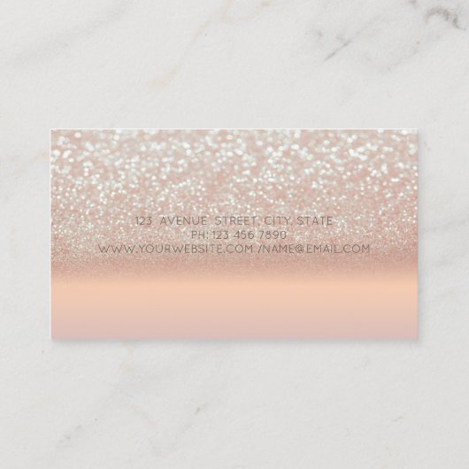 Elegant Modern, Roos Gold Glitter Bokeh High Heels Visitekaartje (Achterkant)