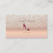 Elegant Modern, Roos Gold Glitter Bokeh High Heels Visitekaartje (Voorkant)