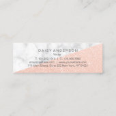 Elegant modern roos Gold glitter & marmer writer Mini Visitekaartje (Achterkant)