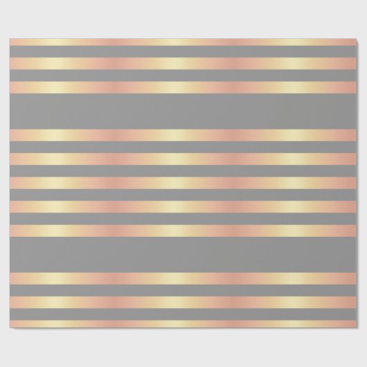 Elegant modern Roos Gold gradiëntstripes grijs Cadeaupapier (Vlak)
