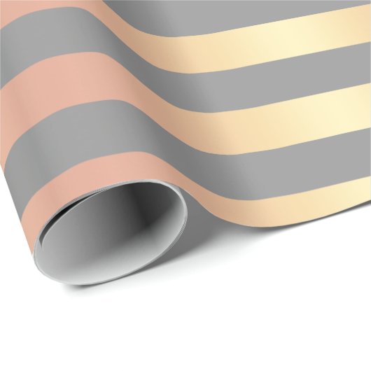 Elegant modern Roos Gold gradiëntstripes grijs Cadeaupapier (Rol Hoek)