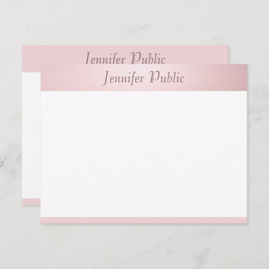 Elegant modern Roos Gold Handwriting Script Notitiekaartje (Voorkant / Achterkant)