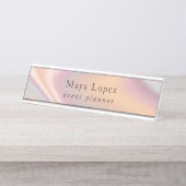 Elegant modern roos Gold holographic event planner Bureau Naambordje (Voorkant)