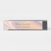 Elegant modern roos Gold holographic event planner Bureau Naambordje (Voorkant)