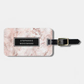 Elegant modern Roos Gold Marble, speciaal geperson Bagagelabel (Voorkant horizontaal)