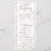 Elegant modern Roos Gold Marble Wedding Programmakaart (Voorkant)