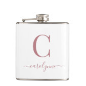 Elegant Modern Roos Gold Monogram Script Heupfles (Voorkant)