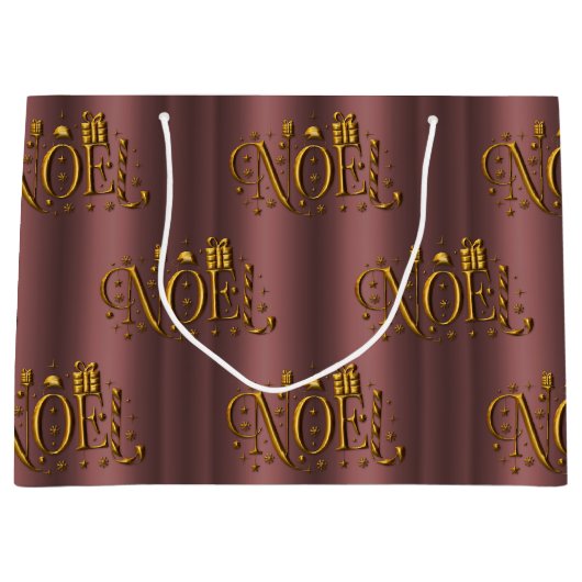 Elegant modern Roos Gold Noel Kerstmis Groot Cadeauzakje (Voorkant)