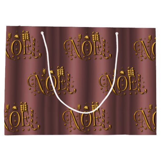 Elegant modern Roos Gold Noel Kerstmis Groot Cadeauzakje (Achterkant)