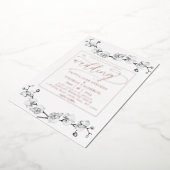 Elegant modern Roos Gold Orchids Romantic Wedding Folie Uitnodiging (Gedraaid)