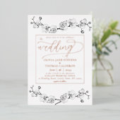Elegant modern Roos Gold Orchids Romantic Wedding Folie Uitnodiging (Staand Voorkant)