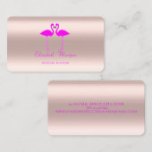 Elegant modern Roos Gold Pink Flamingos in Love Visitekaartje (Voorkant / Achterkant)