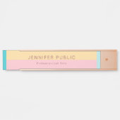 Elegant modern Roos Gold Pink Yellow Blue Sjabloon Deurbordje (Voorkant)