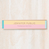 Elegant modern Roos Gold Pink Yellow Blue Sjabloon Deurbordje (Voorkant)