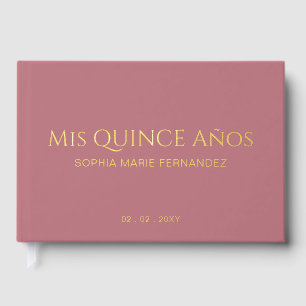 Elegant Modern Roos Gold Quinceañera Gastenboek