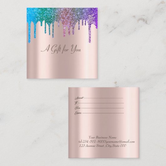 Elegant modern Roos Gold, regenboogstrooiselschijv Kortingskaartje (Voorkant / Achterkant)