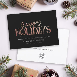 Elegant modern Roos Gold Script Business Corporate Feestdagenkaart