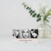 Elegant modern Roos Gold Sequin Salon 3-fotokaart Visitekaartje (Staand voorkant)