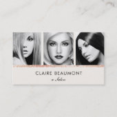 Elegant modern Roos Gold Sequin Salon 3-fotokaart Visitekaartje (Voorkant)