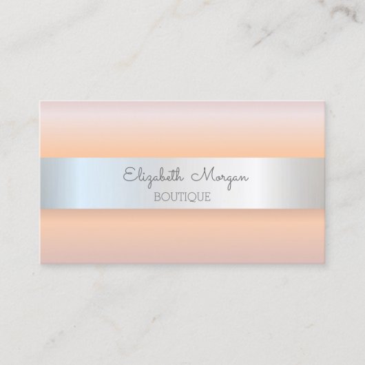 Elegant modern Roos Gold, Silver Stripe Visitekaartje (Voorkant)