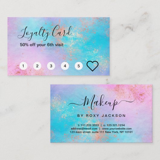 Elegant modern roos Gold waterverf make-up kunsten Klantenkaartje (Voorkant / Achterkant)