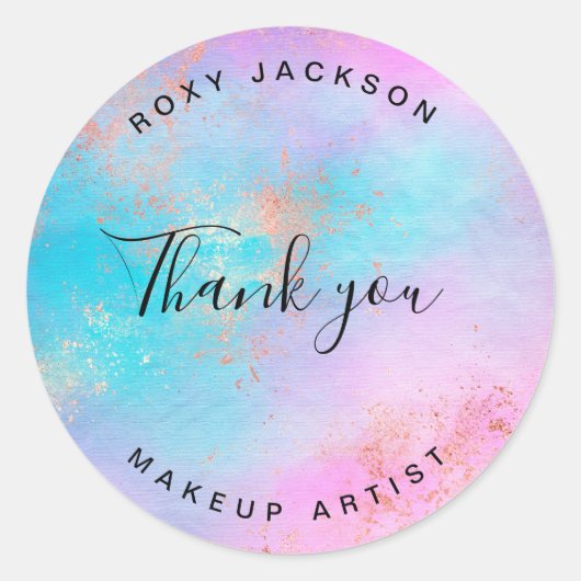 Elegant modern roos Gold waterverf make-up kunsten Ronde Sticker (Voorkant)