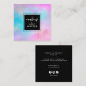 Elegant modern roos Gold waterverf make-up kunsten Vierkante Visitekaartje (Voorkant / Achterkant)