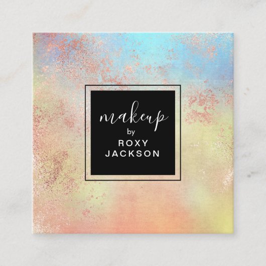 Elegant modern roos Gold waterverf make-up kunsten Vierkante Visitekaartje (Voorkant)