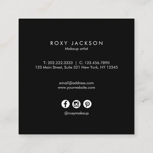 Elegant modern roos Gold waterverf make-up kunsten Vierkante Visitekaartje (Achterkant)