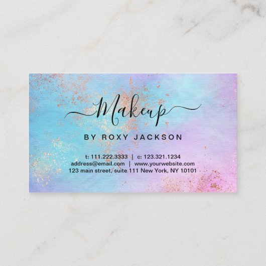 Elegant modern roos Gold waterverf make-up kunsten Visitekaartje (Achterkant)
