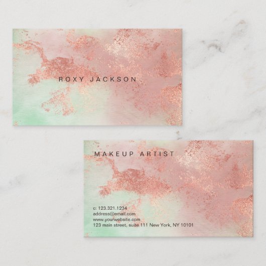 Elegant modern roos Gold waterverf make-up kunsten Visitekaartje (Voorkant / Achterkant)