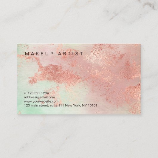 Elegant modern roos Gold waterverf make-up kunsten Visitekaartje (Achterkant)