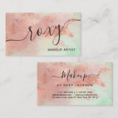 Elegant modern roos Gold waterverf make-up kunsten Visitekaartje (Voorkant / Achterkant)