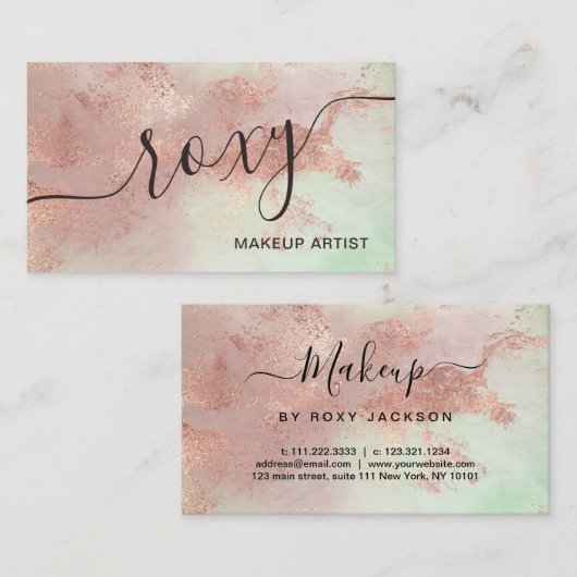 Elegant modern roos Gold waterverf make-up kunsten Visitekaartje (Voorkant / Achterkant)