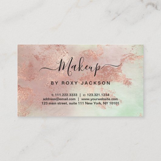 Elegant modern roos Gold waterverf make-up kunsten Visitekaartje (Achterkant)