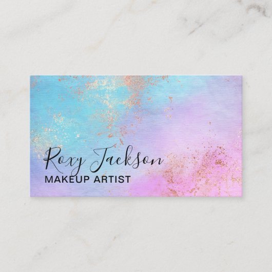Elegant modern roos Gold waterverf make-up kunsten Visitekaartje (Voorkant)