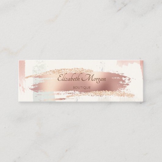 Elegant Modern, Roos Gold, Waterverf penseelstreek Mini Visitekaartje (Voorkant)