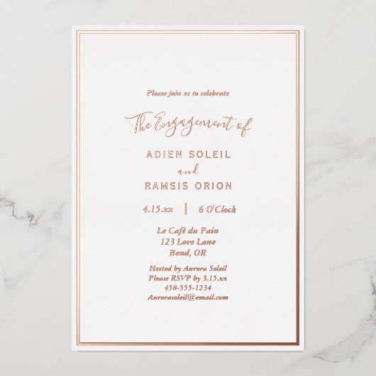 Elegant modern Roos Gold Wedding Party Folie Uitnodiging (Voorkant)