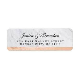 Elegant modern Roos Gold Wedding Return-adres Etiket