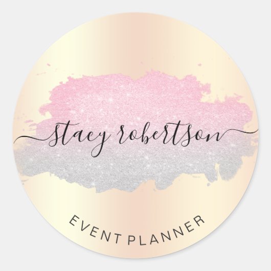 Elegant modern roos Gold zilver glitter planner Ronde Sticker (Voorkant)