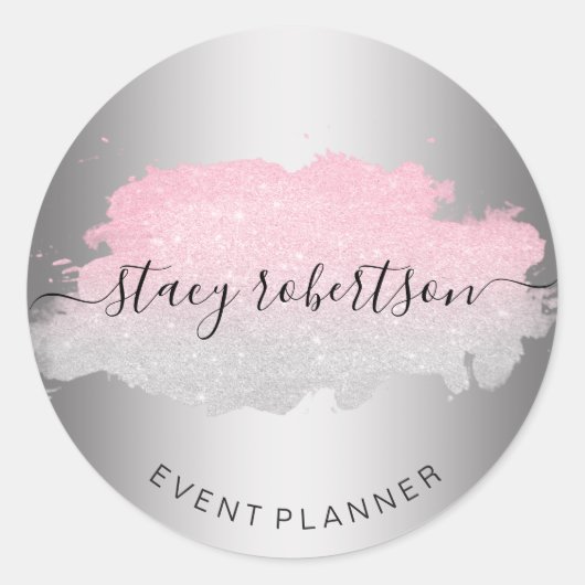 Elegant modern roos Gold zilver glitter planner Ronde Sticker (Voorkant)