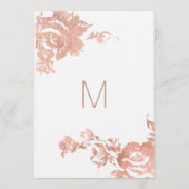 Elegant Modern Roos Goud Bloemen Bruiloft Menu (Achterkant)