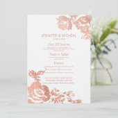 Elegant Modern Roos Goud Bloemen Bruiloft Menu (Staand voorkant)