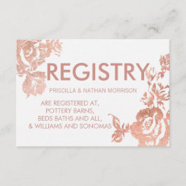 Elegant Modern Roos Goud Bloemen Gift Registry Informatiekaartje