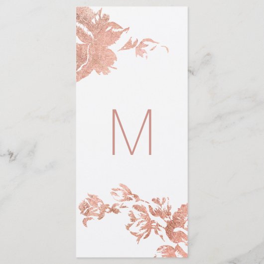 Elegant Modern Roos Goud Bloemen Trouwprogramma's Programmakaart (Achterkant)