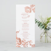 Elegant Modern Roos Goud Bloemen Trouwprogramma's Programmakaart (Staand voorkant)