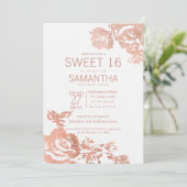 Elegant Modern Roos Goud Bloemzoet 16 Kaart (Staand voorkant)